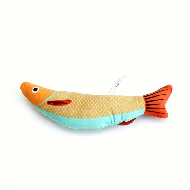 PlayFish | Interaktives Katzenspielzeug | 3D-Fischdesign | Mit Katzenminze | Weiches Plüschmaterial