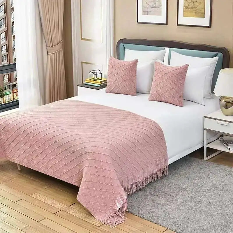 Gestrickte Decke NordicEase | Weiche Sofa- und Bettdecke | Skandinavisches Design Wohnzimmerdecke | 130 × 160 cm