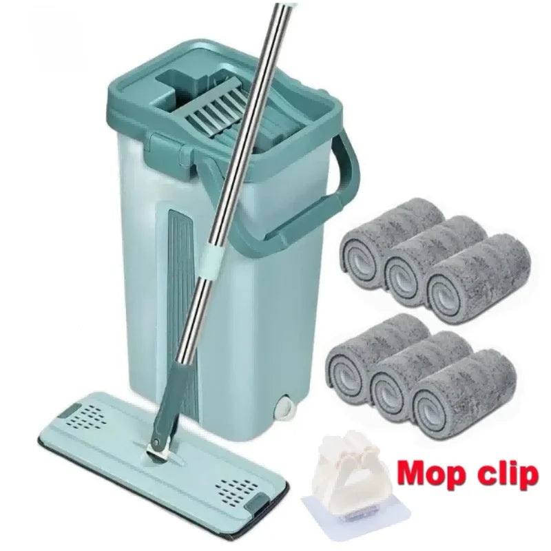 GlideMaster Pro | Innovativer Flachmopp mit Auswringeimer | 360° Flex-Kopf | Für Nass- & Trockenreinigung
