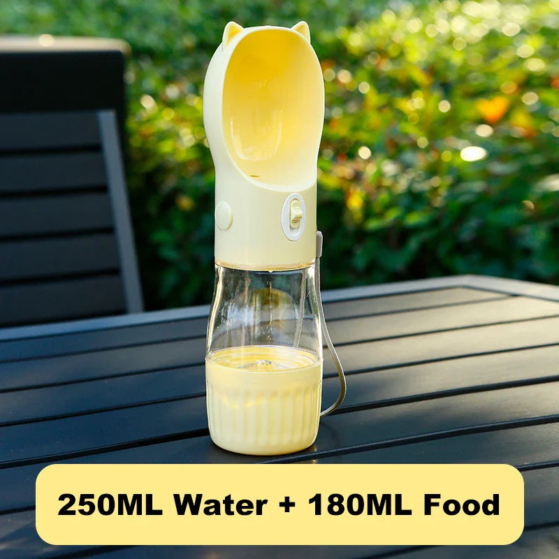 HydraBuddy 2-in-1 Haustierflasche | Wasser & Futterspender | Auslaufsicher | Einhandbedienung | Für Hunde & Katzen