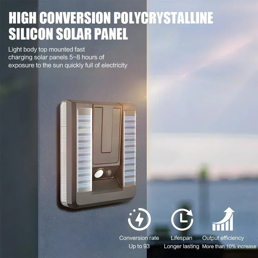 Lumorra Solar Wandleuchte | LED mit Bewegungssensor | 3 Modi & Schwenkbar | IP65 Wetterfest