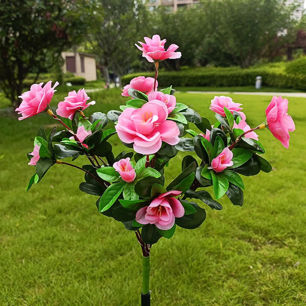 FloraGlow Solar Gartenlampe | Azaleen-Design | LED | Wetterfest & Kabellos | 8h Leuchtzeit