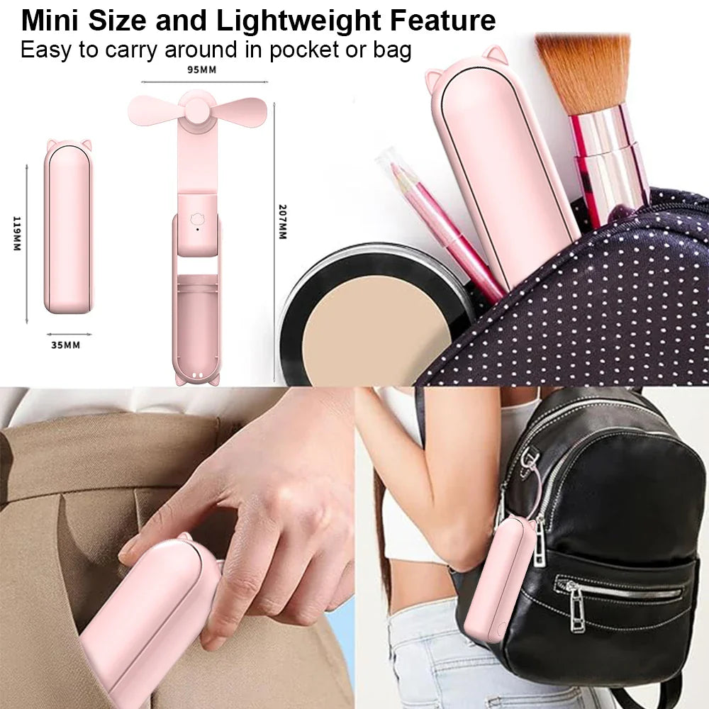 AirNova | Mini-Handventilator | 3 Windstufen | Integrierte Powerbank