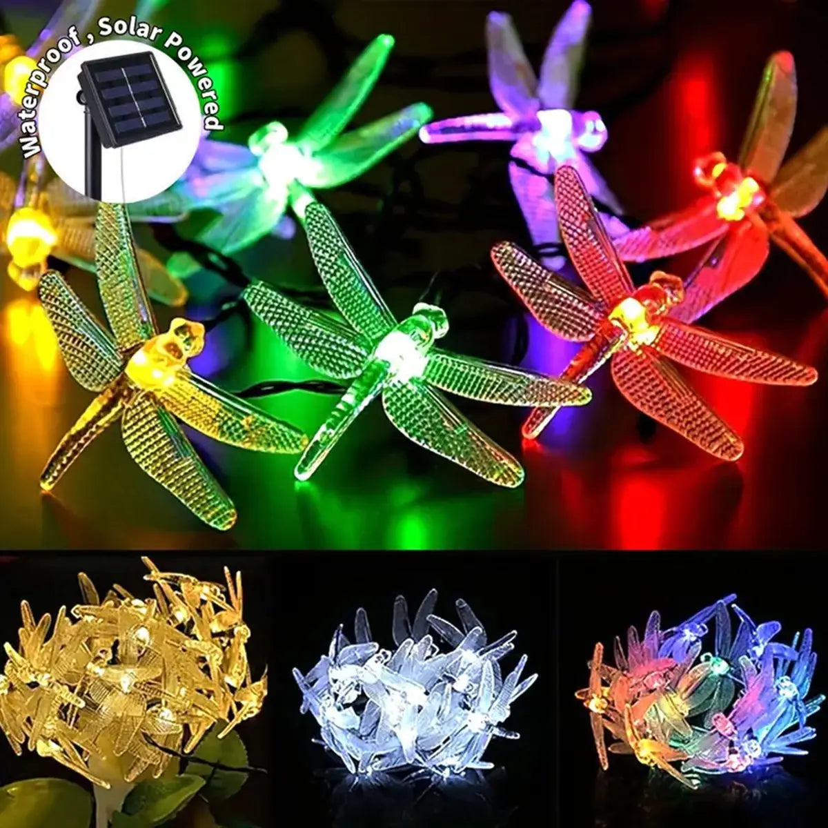 Solithia Libellenlichterkette | Solar | 8 Modi | IP65 Wetterfest | 5m 20 LEDs