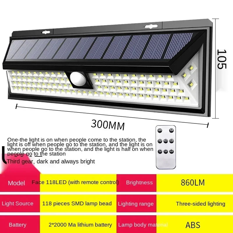 SafeRay 90 LED Solarleuchte | 3 Modi | Bewegungssensor | Wetterfest | Für Garten & Hof