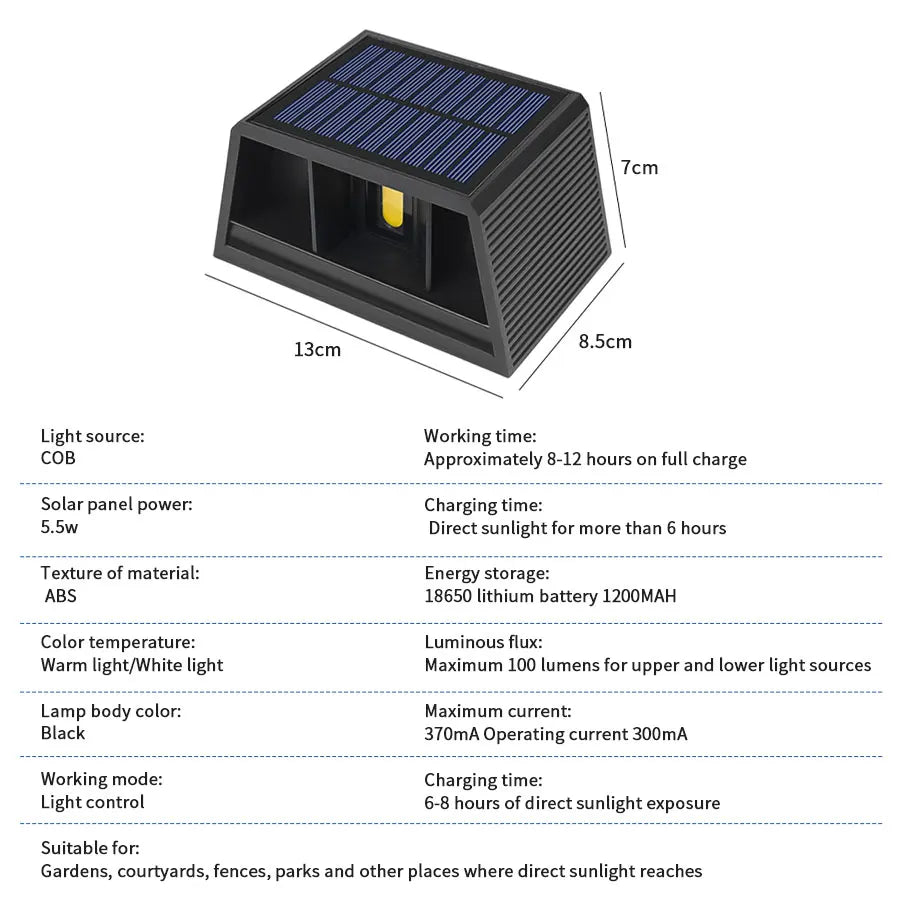 Lumelora Solarlicht | Kabellose LED-Wandleuchte für Außen | Modernes Lichtdesign mit Solarpower | Witterungsbeständig & energiesparend | Ideal für Garten, Balkon & Hauswand