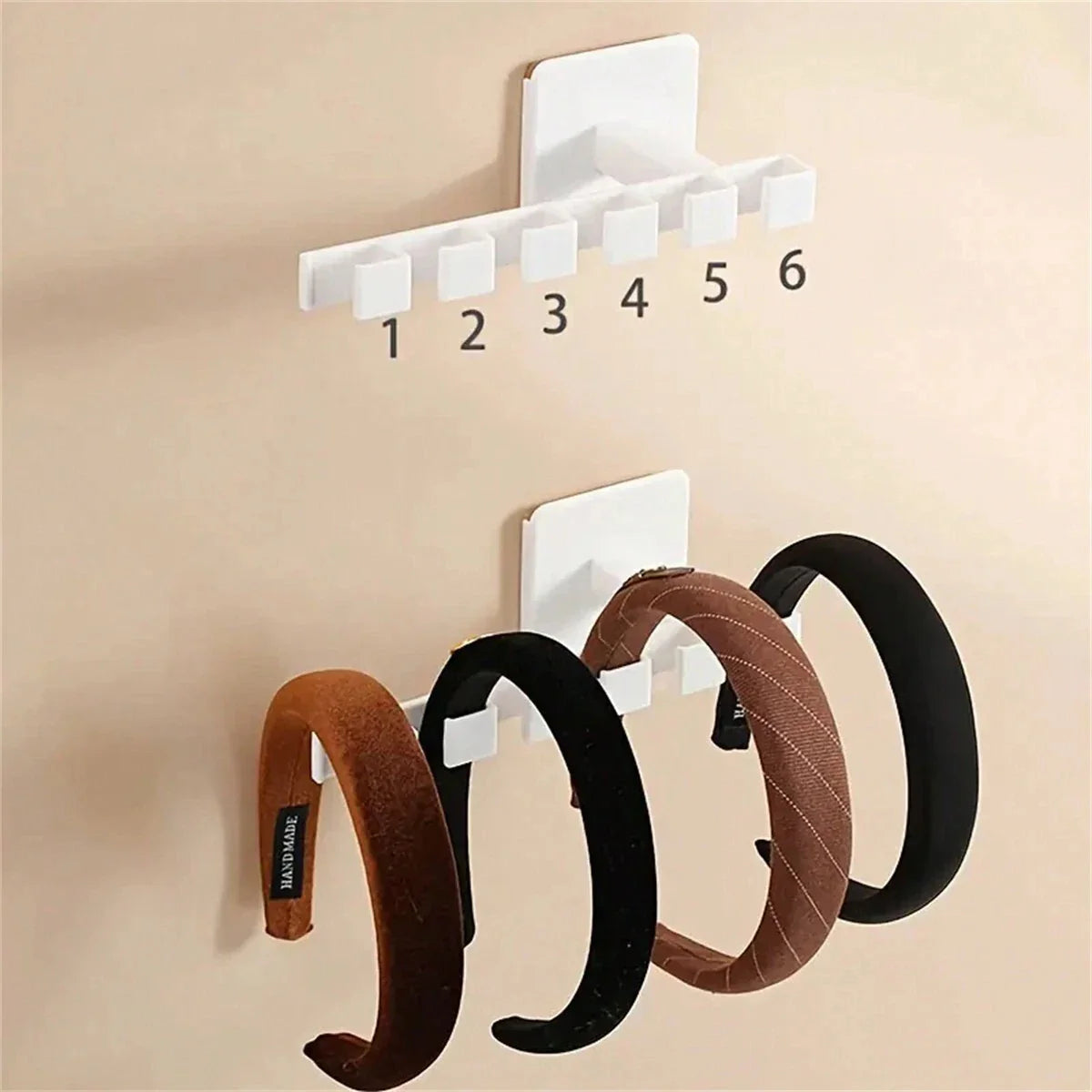 OrganizeIt | L-förmiger Wandhalter | Selbstklebend | 6 Haken für Hüte, Jacken & Accessoires