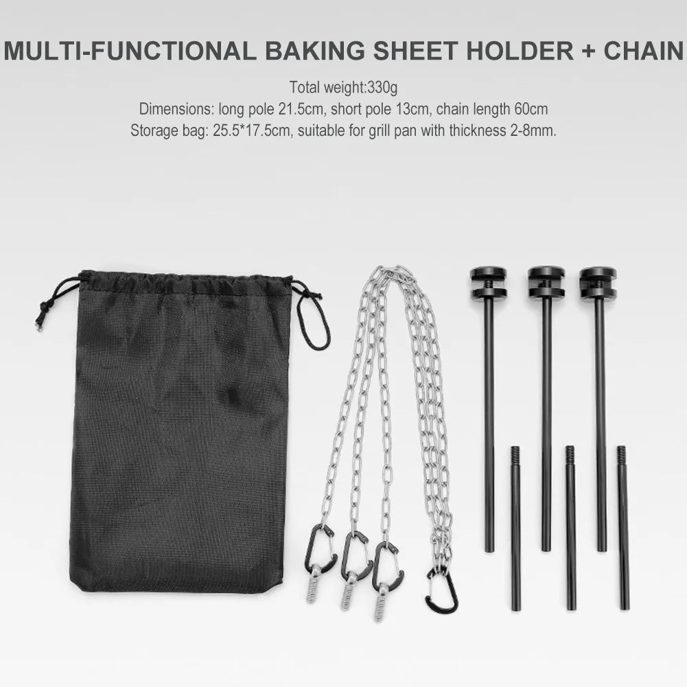 CampMaster Dreibein Grill Stativ | Faltbar & Höhenverstellbar | Stabil & Flexibel | Edelstahl