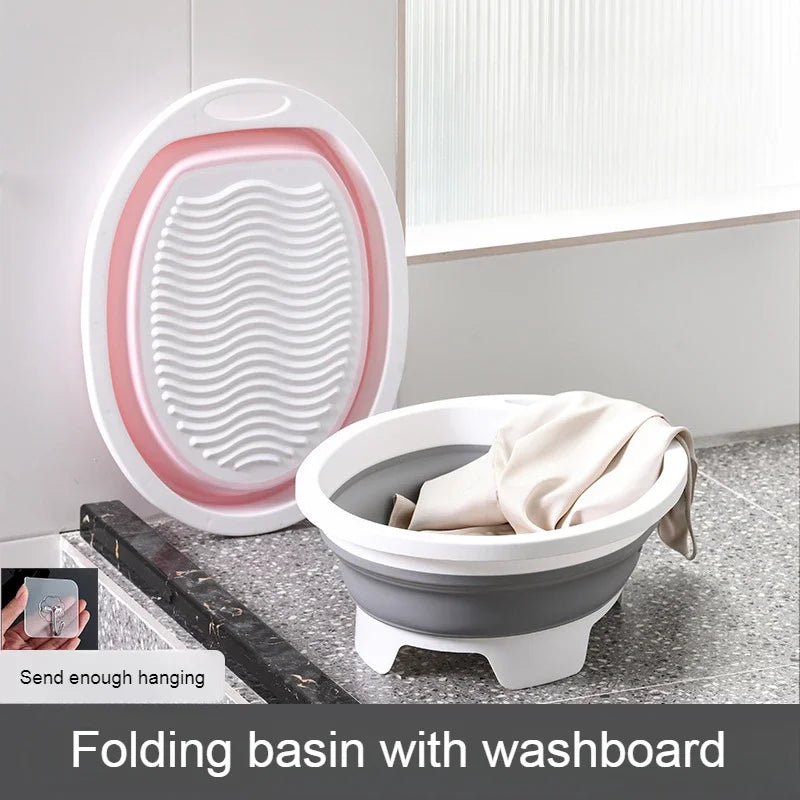 WashMate | Faltbare Waschschüssel mit Waschbrett | Kompakt & Praktisch | Ideal für Reisen & Kleine Räume | Langlebig & Rutschfest