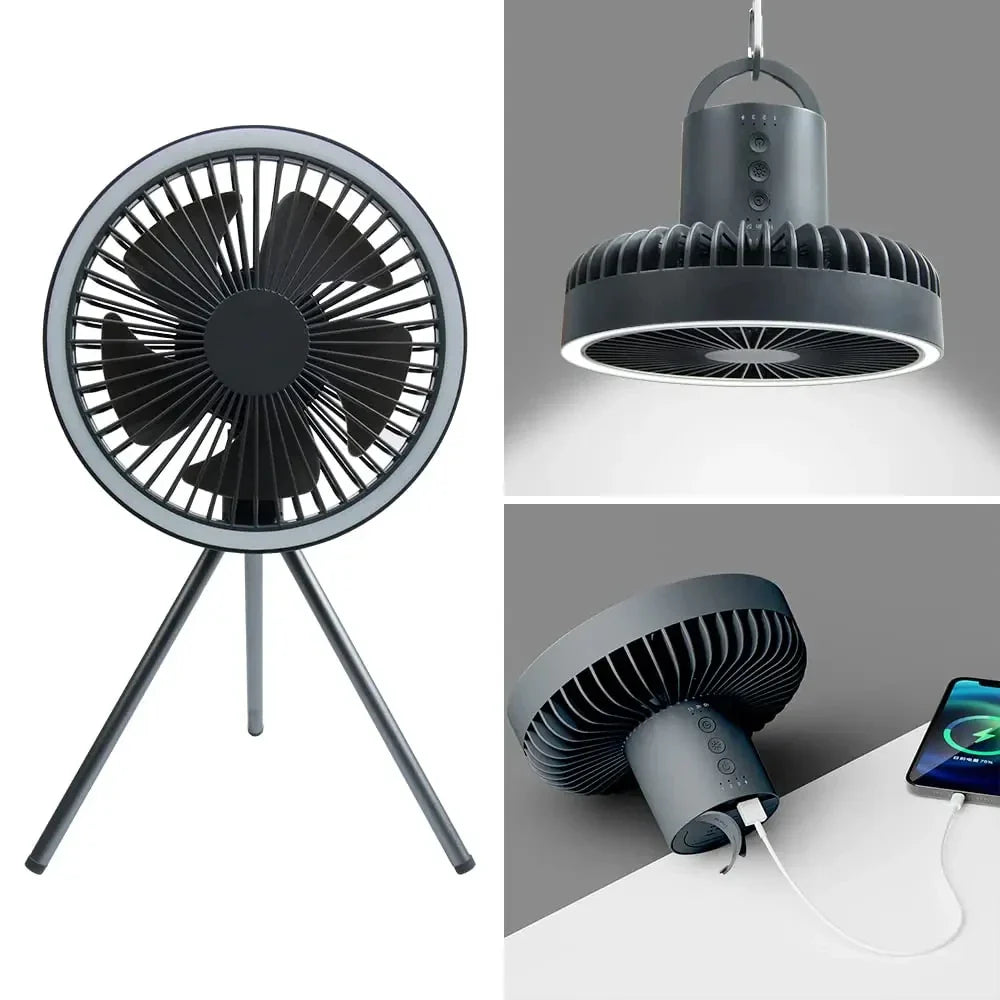 Climaflow Stativ-Ventilator | 10000mAh Akku & Powerbank | 3-in-1 Design | Leise & Leistungsstark