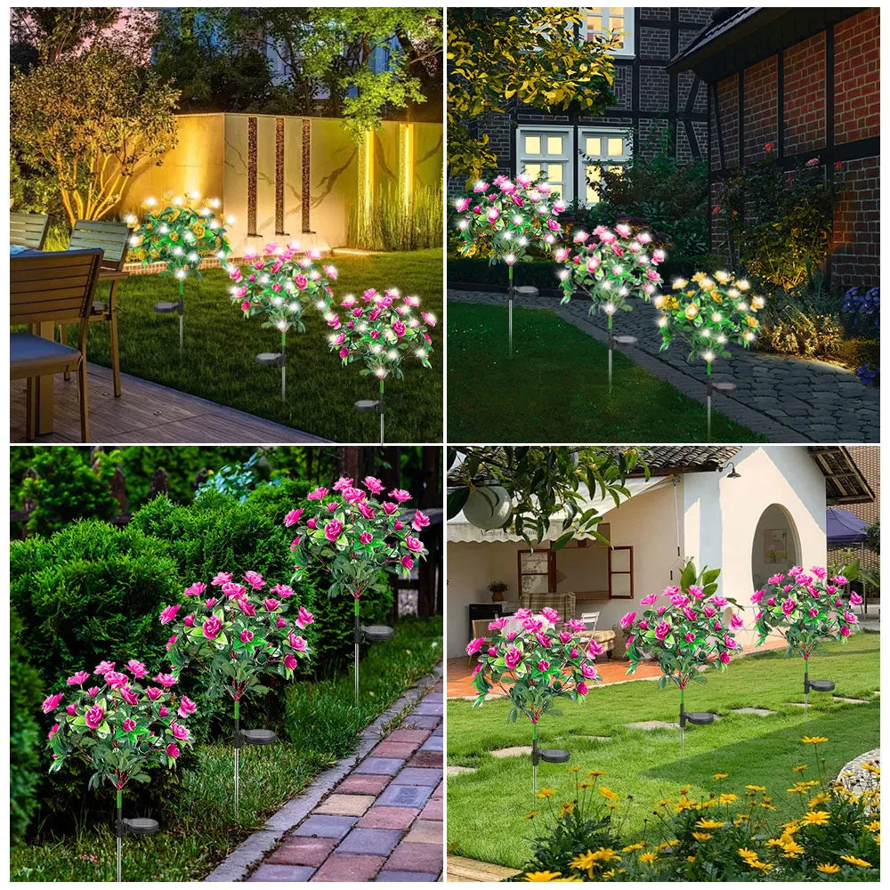 FloraGlow Solar Gartenlampe | Azaleen-Design | LED | Wetterfest & Kabellos | 8h Leuchtzeit