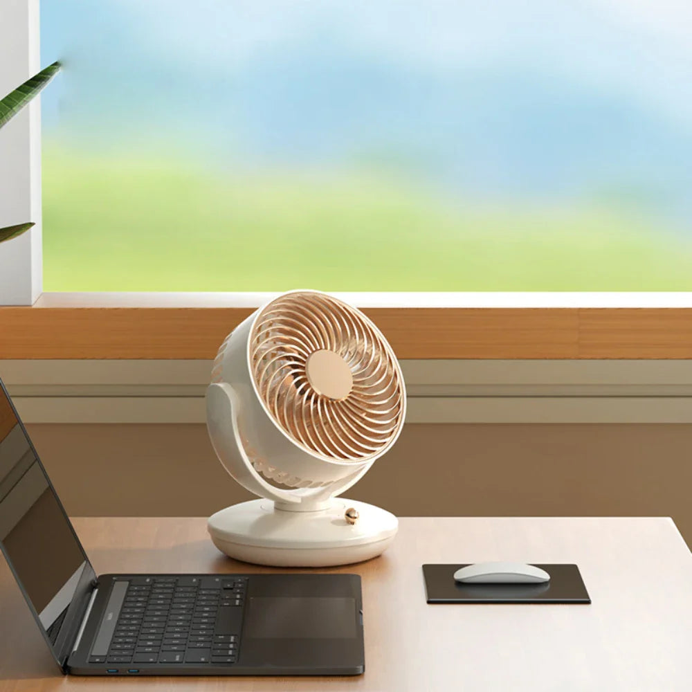 AirWhirl Tischventilator | Kompakt & Leise mit 360° Rotation