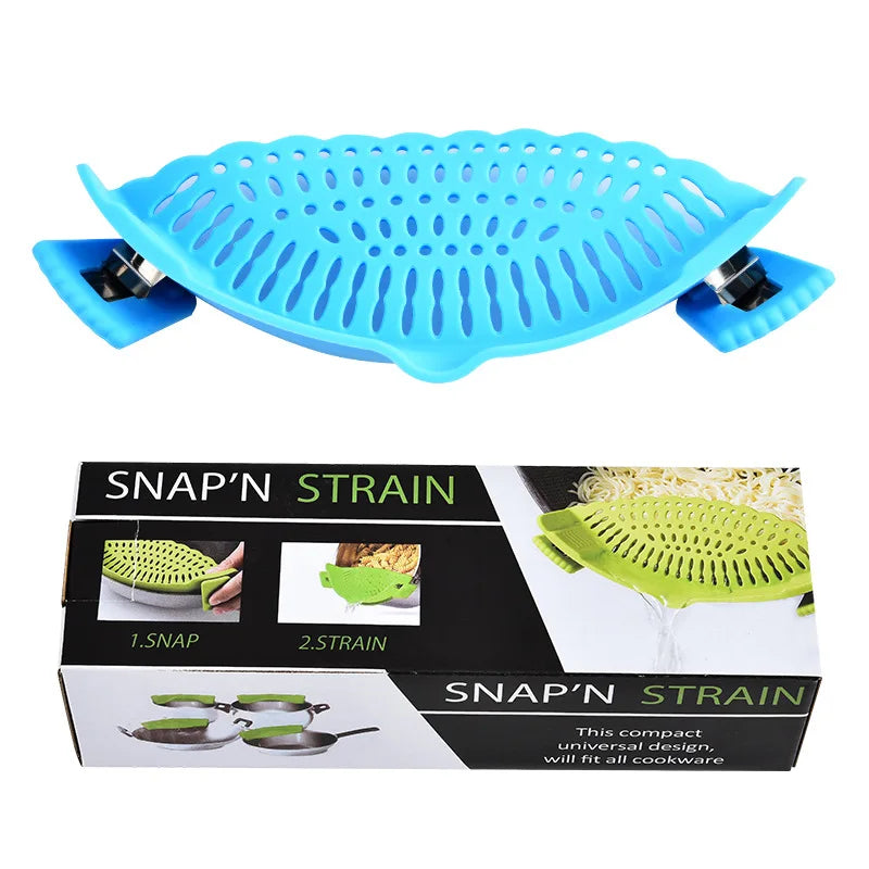 FlexiSieb Topf-Abgießhilfe | Silikon mit Edelstahl-Clips | BPA-frei & Kompakt | 22,5 cm