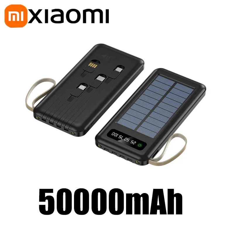 PowerPulse SolarMax | 50.000 mAh | Solarbetrieb & Schnellladung | Multikabel & LED-Licht