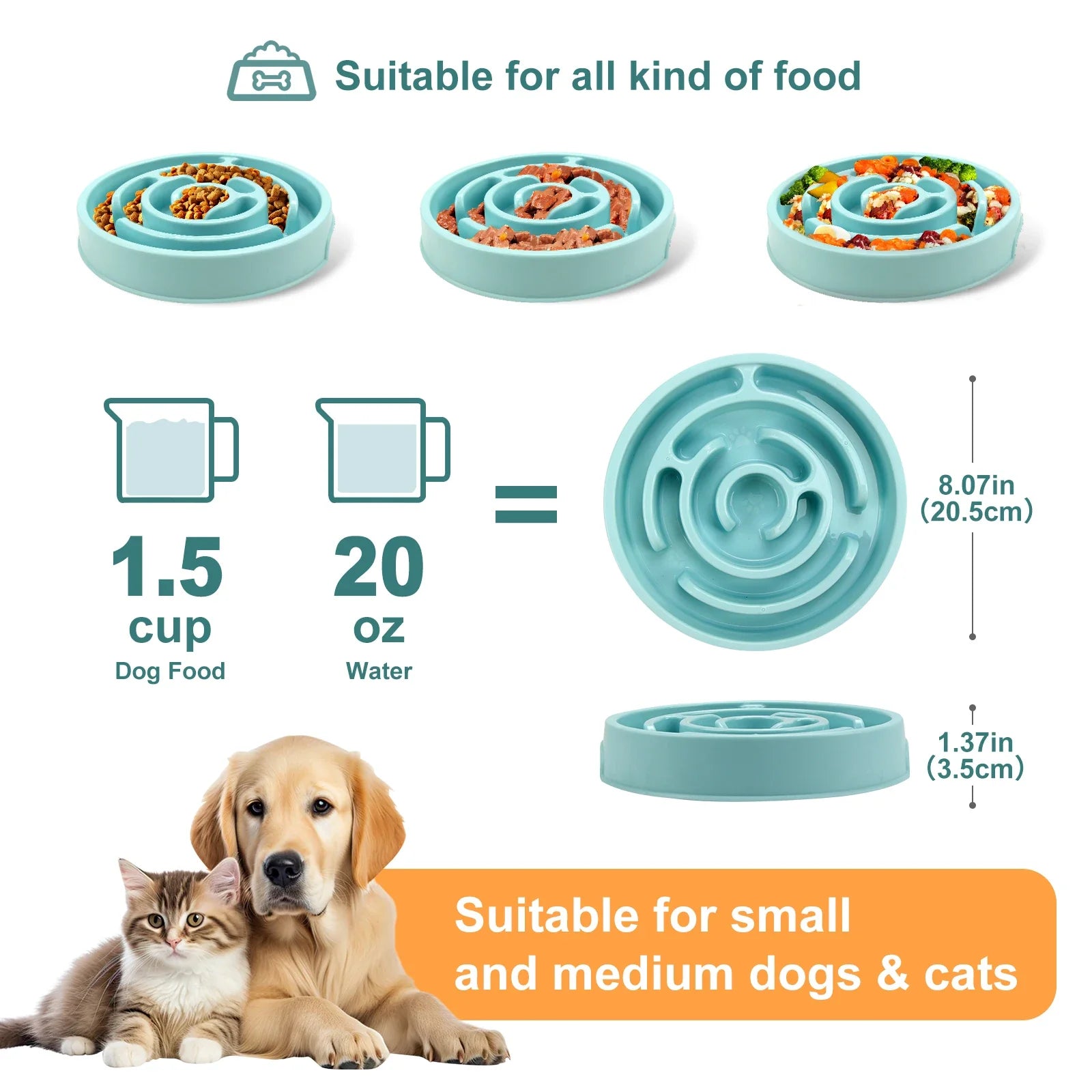 PawMate | Anti-Schling Fressnapf | Anti-Rutsch, Spülmaschinenfest, Labyrinth-Design | Für Hunde & Katzen