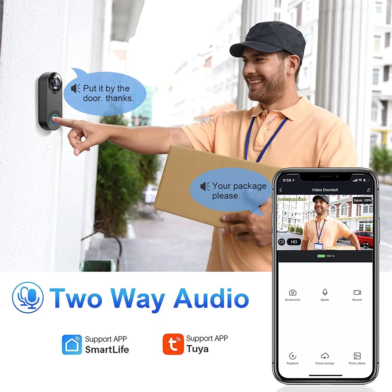 ViewSecure Türklingel mit Kamera | 1080P HD | WLAN & App | Bewegungserkennung & Nachtsicht