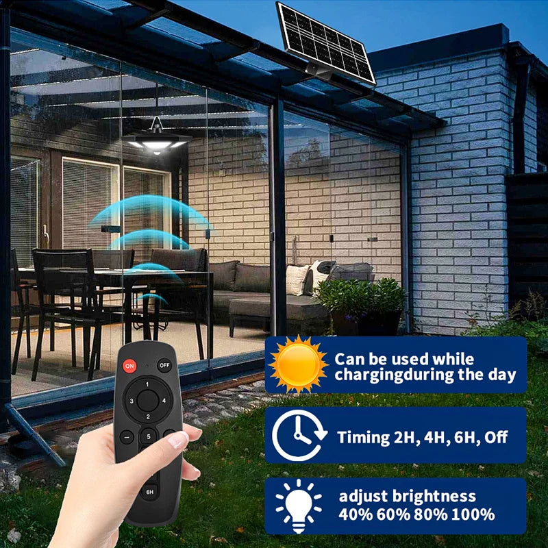 Solarion LuminaGlow Solar-Pendelleuchte | 180 LEDs | 5 Modi | IP65 Wasserdicht