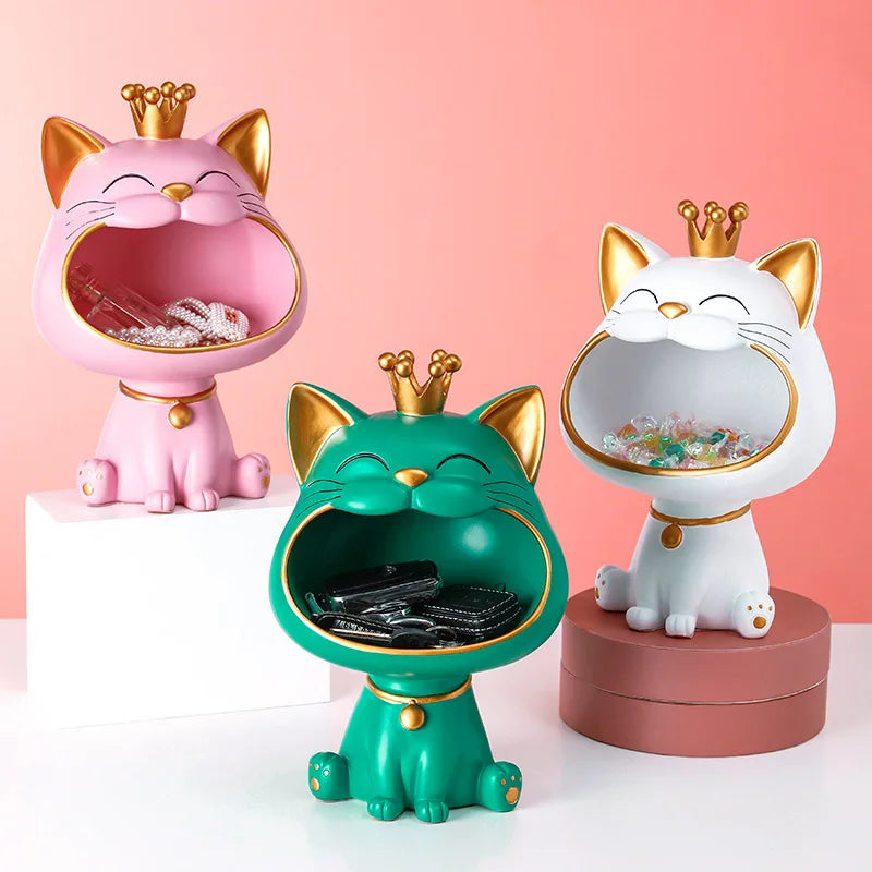 DecoMiau | Katzenfigur mit Aufbewahrung | Robust, dekorativ & vielseitig | Für Wohnzimmer, Büro & Geschenkideen