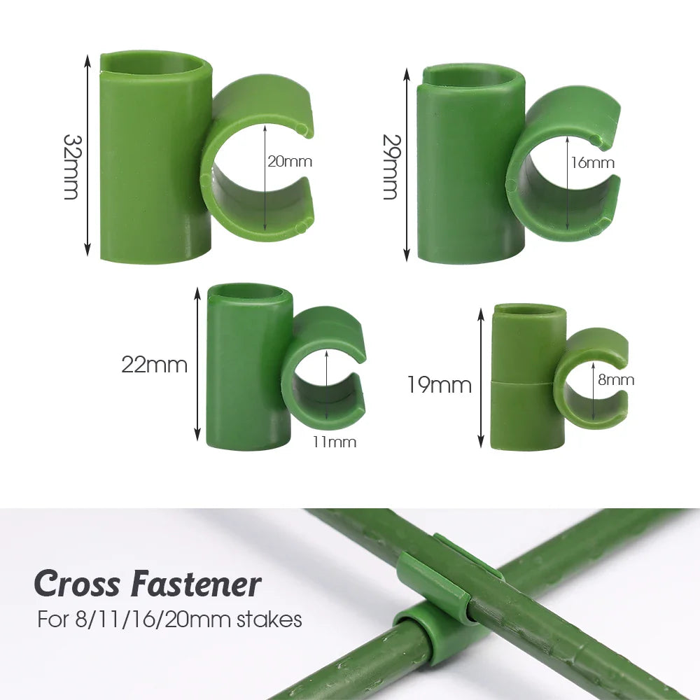 TrelliSnap Connect | 15er-Set Kreuzverbinder für Pflanzenstützen | Für .8–2.0 cm Stäbe | Verstellbare Klammern für Rankgitter & Pflanzengerüste