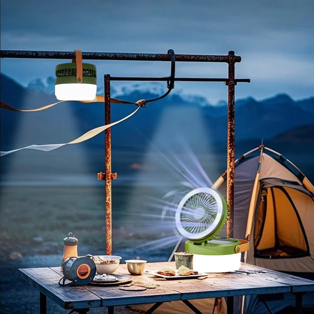 BreezeLight | Faltbare Solar-Campinglaterne mit Ventilator | 2-in-1 Zeltlampe & Kühlventilator