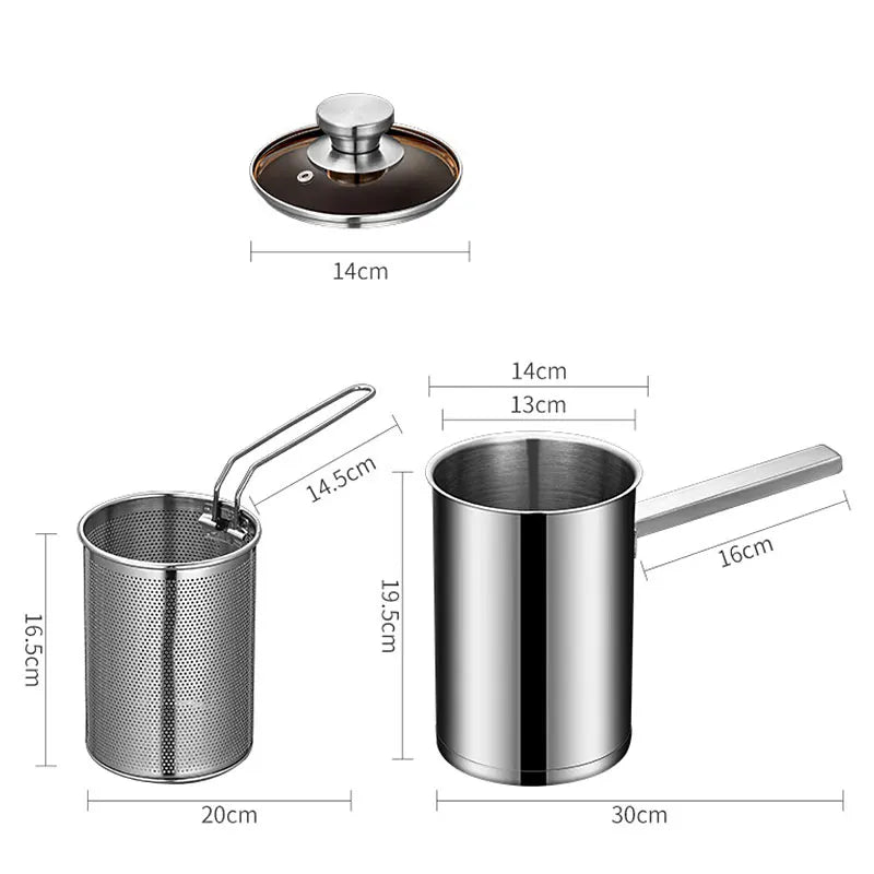 Zunava SteelChef | Frittier-Topf aus Edelstahl | Mit Sieb & Deckel | Für alle Herdarten | Camping & Küche