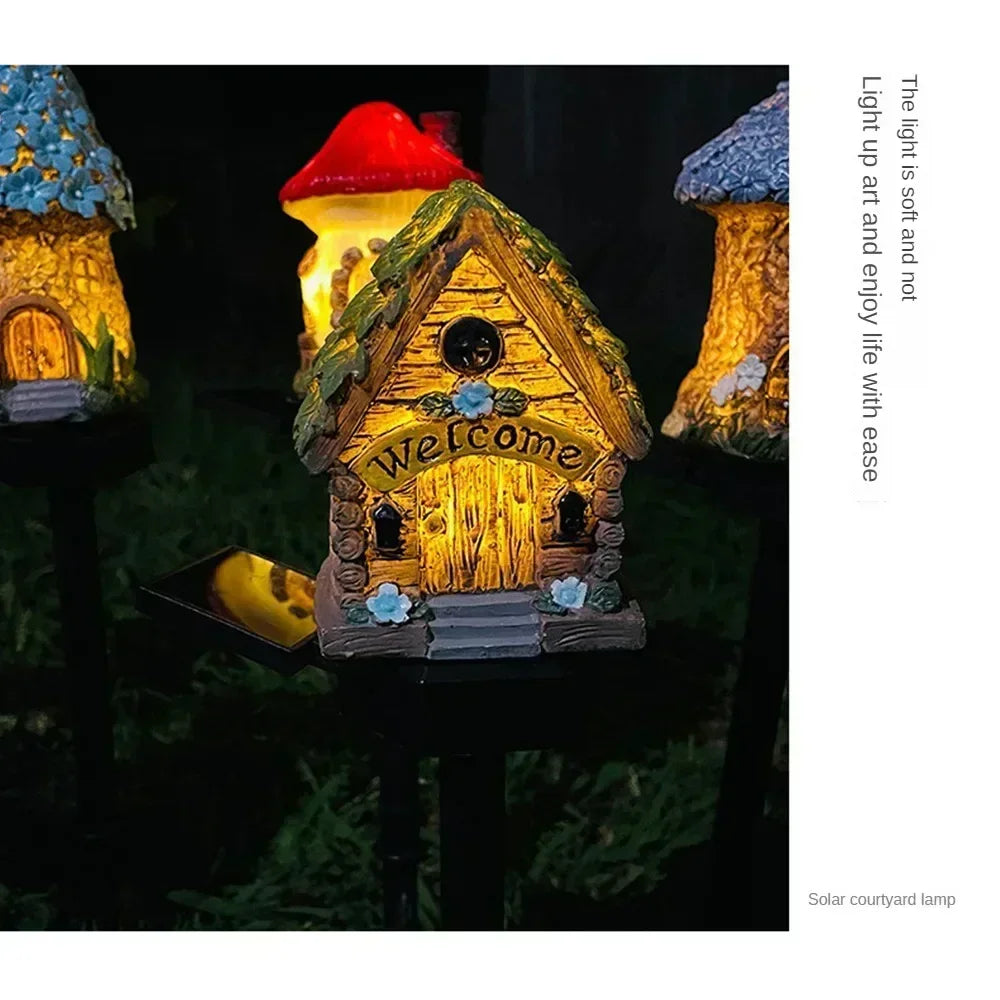 Glowhaus Solarleuchte | Märchenhaus-Gartenlampe | Warmweiß & Wetterfest | Mit Solarmodul