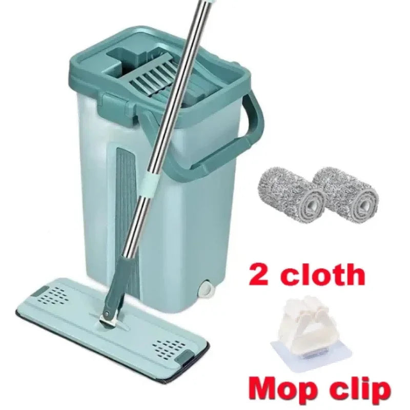 GlideMaster Pro | Innovativer Flachmopp mit Auswringeimer | 360° Flex-Kopf | Für Nass- & Trockenreinigung