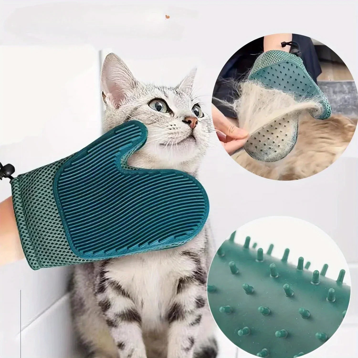 Groomio | Pflegehandschuh 2-in-1 | Silikon-Noppen & waschbar | Katzen, Hunde & Möbel