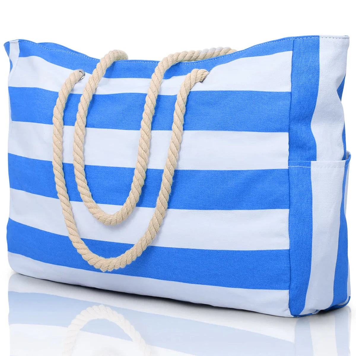 BeachVibe | Strandtasche | Wasser- & Sandabweisend | Leicht & Kompakt | Stylisch Gestreift