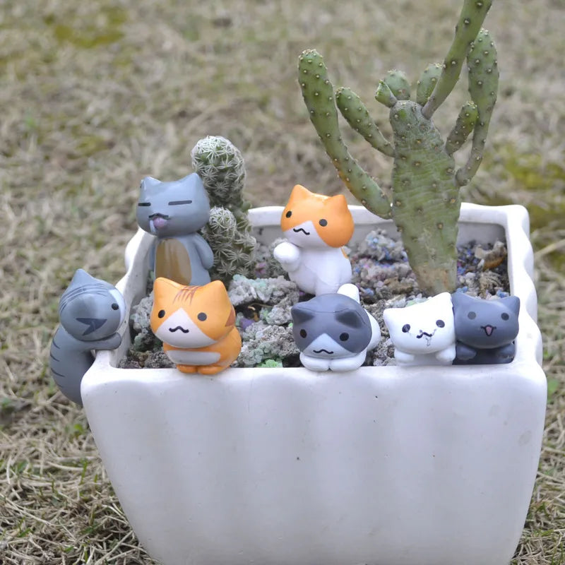 LuckyFeline | Glückskatzen DekoSet | Handbemalt & Wetterfest | Für Bonsai & Mini-Gärten