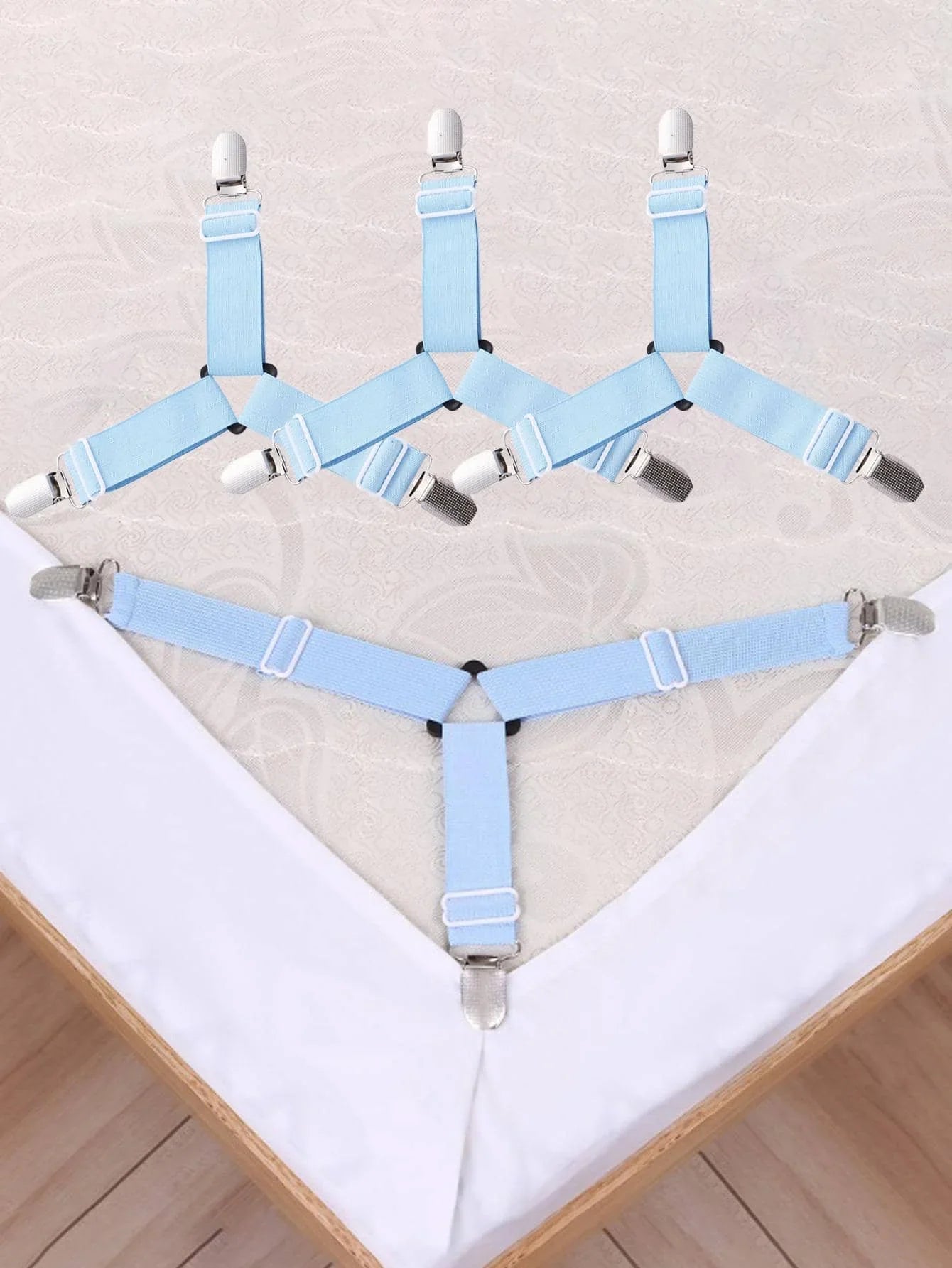 BedGrip | Spannbettlakenhalter Set | Längenverstellbar | Mit Metallschließe