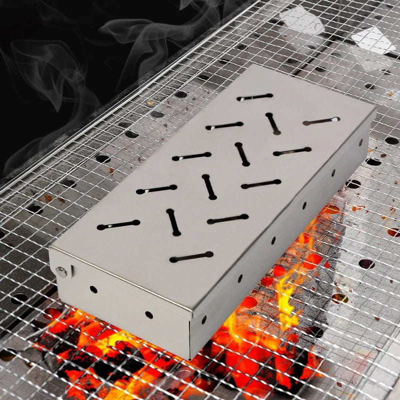 GrillMora Räucherbox | Edelstahl | Für Holzkohle & Gasgrill | Intensives Raucharoma