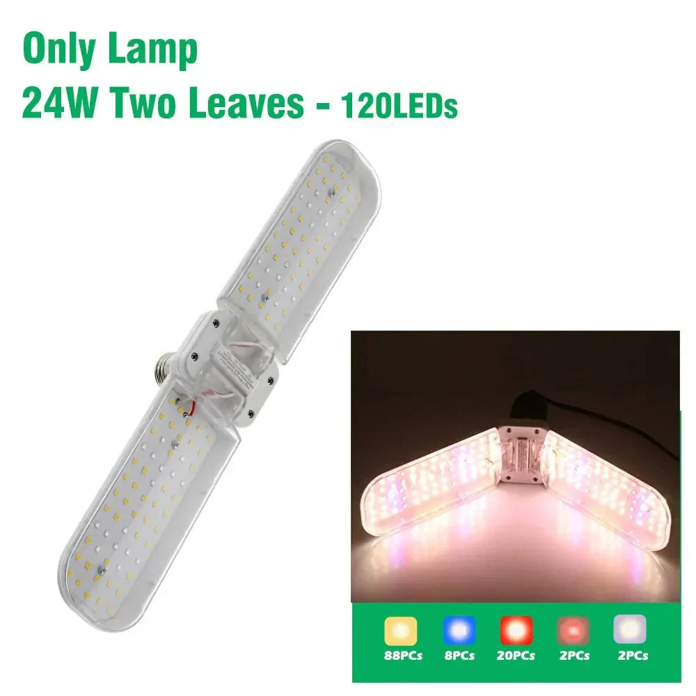 Floriva Pflanzenlampe | Faltbares Flügeldesign | Vollspektrum LED | 24W 36W 48W | E27 Sockel