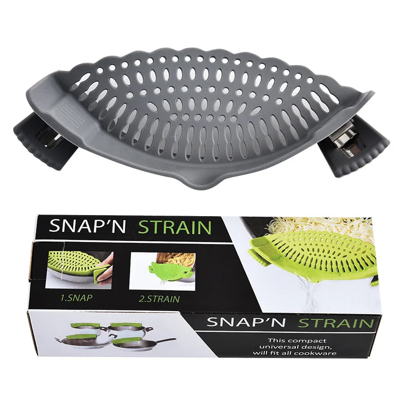 FlexiSieb Topf-Abgießhilfe | Silikon mit Edelstahl-Clips | BPA-frei & Kompakt | 22,5 cm
