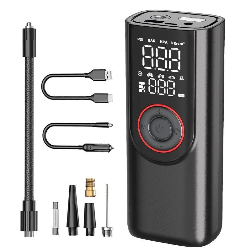 MaxiPump Digitale Akku-Luftpumpe | Präzise Druckkontrolle & LED-Licht | Für Auto, Fahrrad, Ball & Outdoor | USB-kabellos & Powerbank
