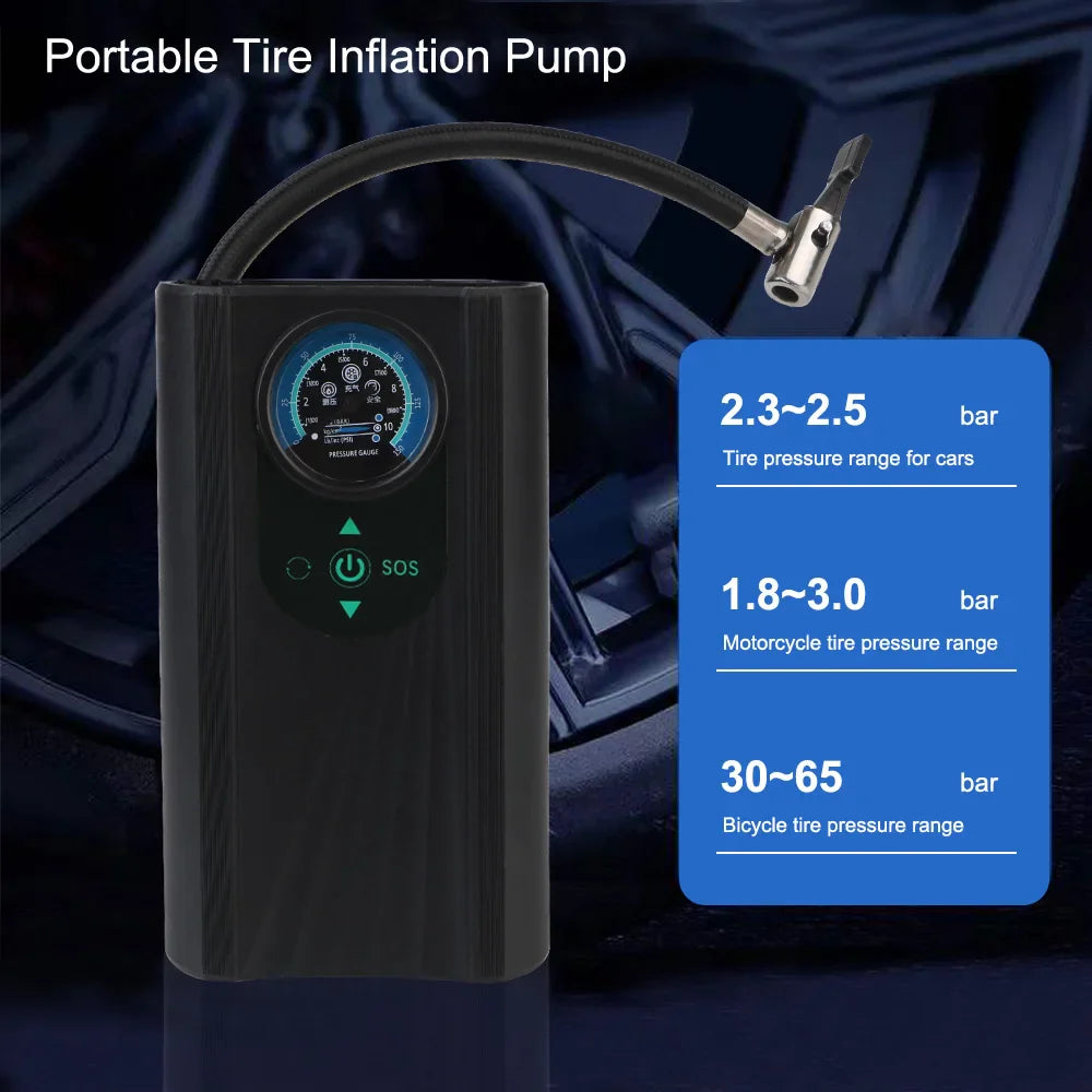 QuickPump Pro | Tragbarer Handkompressor | Automatische Abschaltung & Metallzylinder
