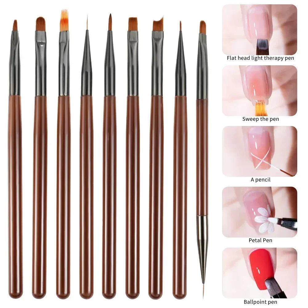 NailMaster | 9-teiliges Nail Art Pinsel-Set | Ultra-feine Nylonspitzen | Für Profis & Fortgeschrittene