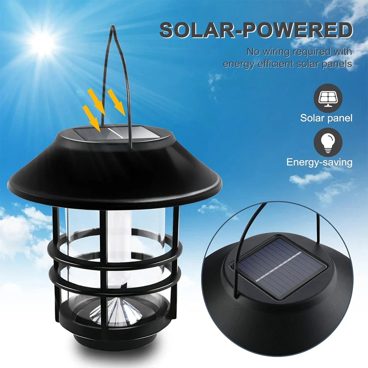 LumaFlame | Solar-Hängelaterne | Flackerndes Flammenlicht | Edelstahl & Glas