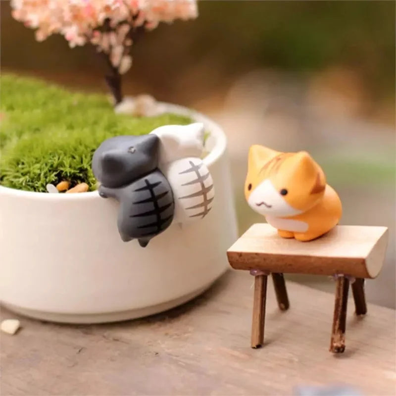 LuckyFeline | Glückskatzen DekoSet | Handbemalt & Wetterfest | Für Bonsai & Mini-Gärten