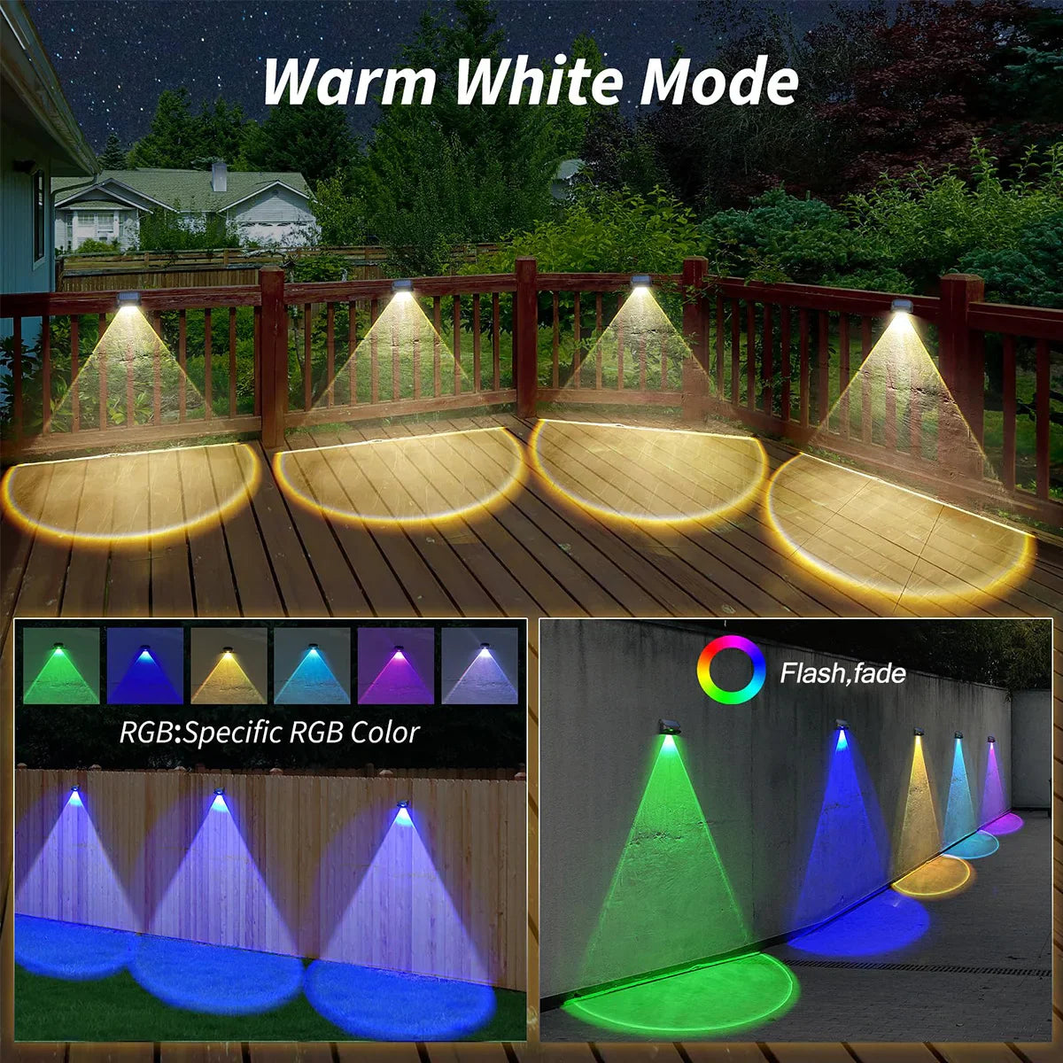 SOLARA Solar Wandleuchte | 8 Farben & 3 Modi | Wetterfest & Solarbetrieben | RGB LED