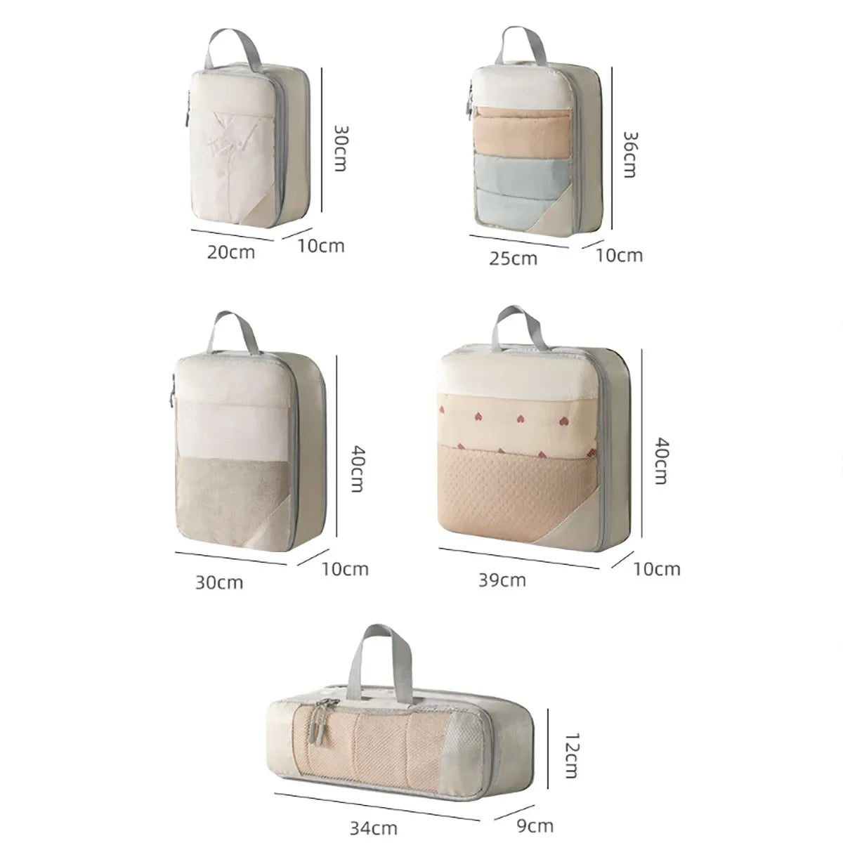 ZipSpace Organizer Set | Komprimierbar & Wasserabweisend | 5-teilig | Mit Mesh-Fenster