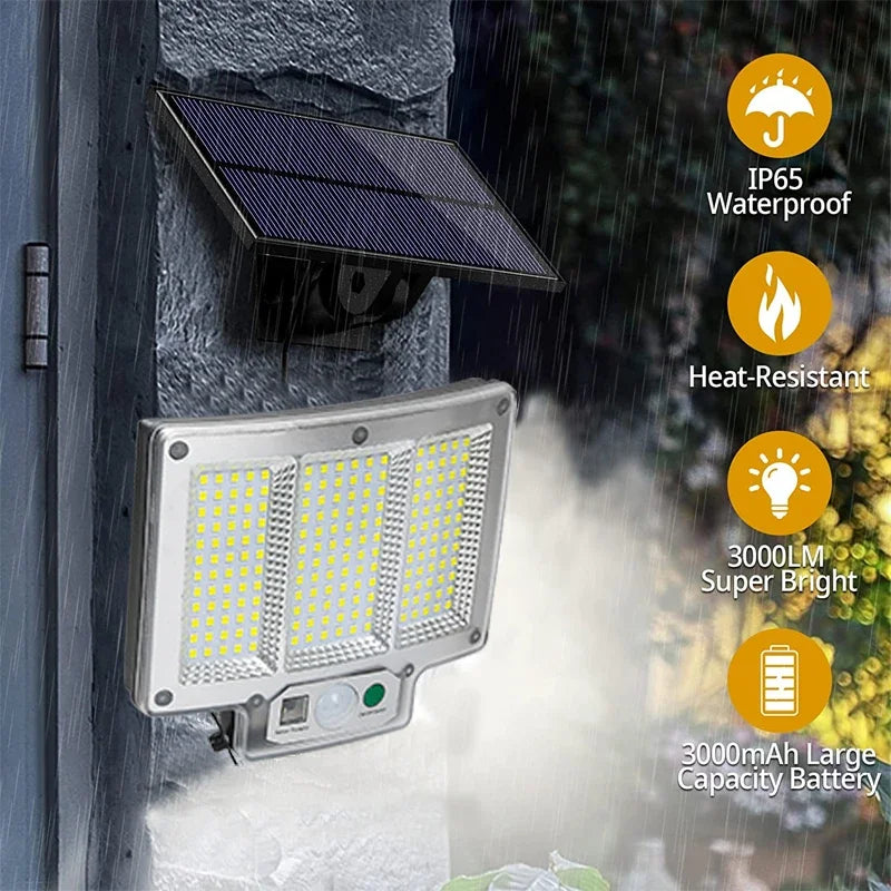 LumoPower Solarleuchte | 192 LEDs | Bewegungsmelder & Fernbedienung | Wetterfest & Flexibel
