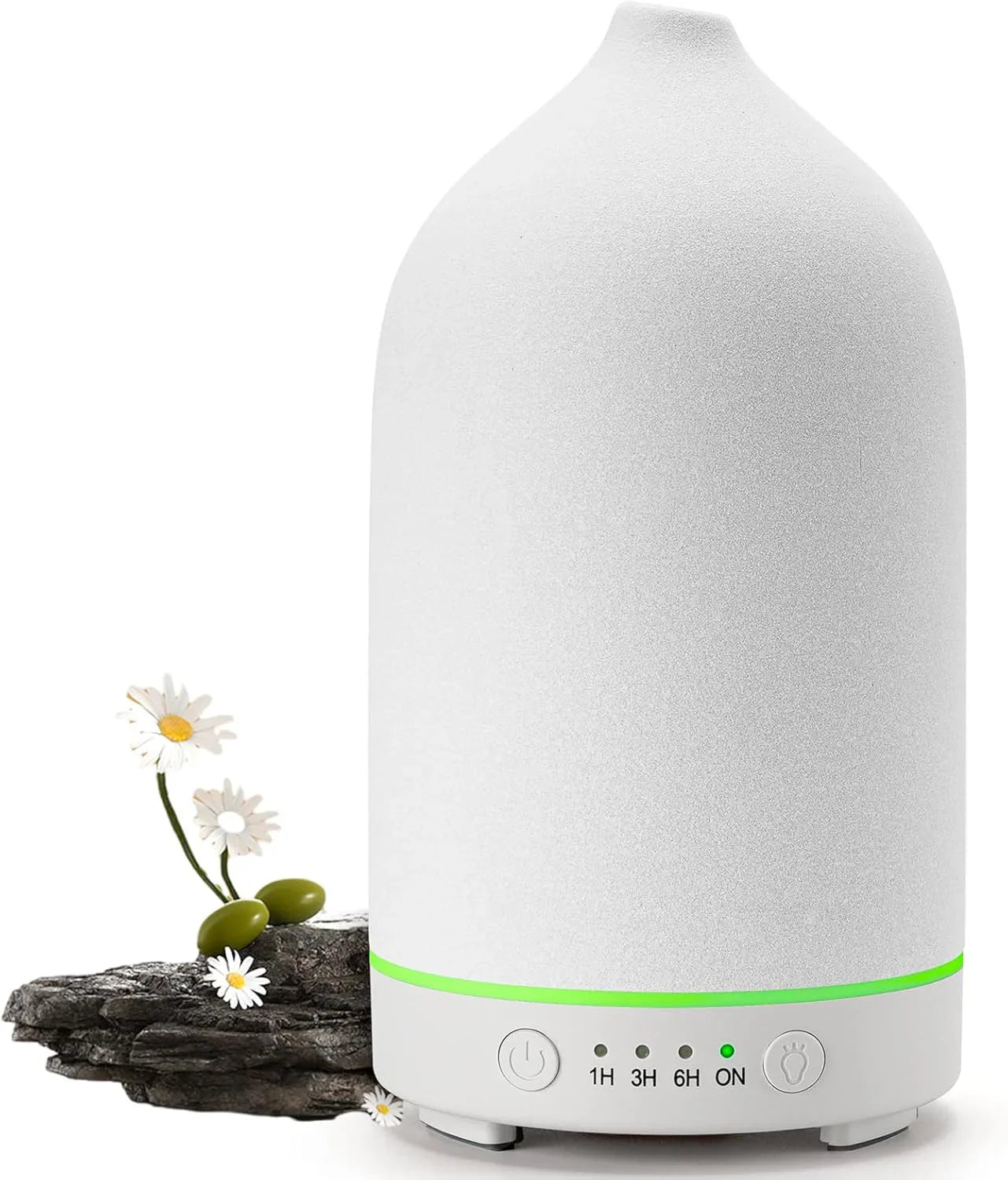 Aromisca Keramik Aroma-Diffuser | 100 ml Ultraschall-Luftbefeuchter | 7 LED-Farben & Timer | Handgefertigter Stil | EU-Stecker