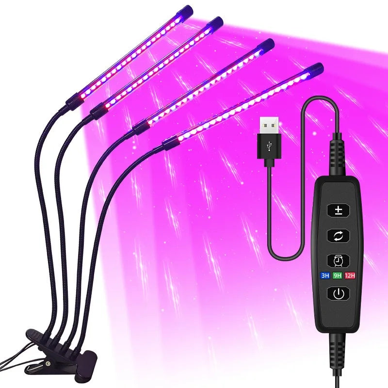 LumiPlant LED Pflanzenlampe | USB Grow Light | 1–4 Köpfe | Dimmbar mit Timer