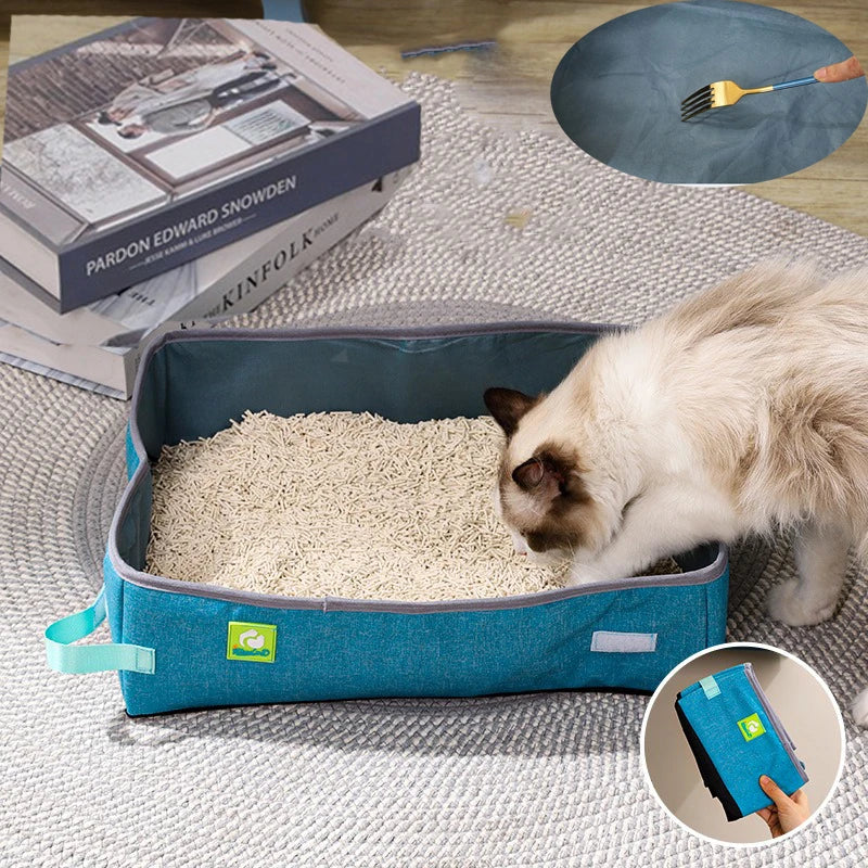 PurrFlex Litter Box | Halbgeschlossen & Faltbar | Wasserdichtes Oxford-Gewebe | Für Komfort & Hygiene