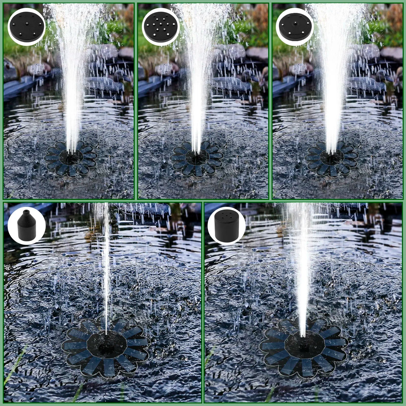 EcoSpray Solarbrunnen | 100% Solarenergie | Flexibel mit 5 Düsen | Für Garten & Balkon