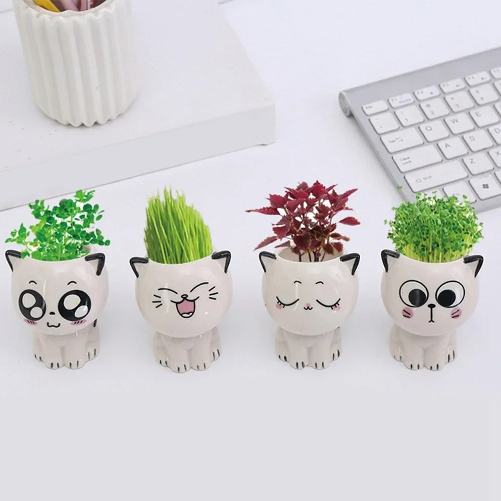 PurrPlant Mini-Keramiktopf | Niedliches Katzendesign | Für Schreibtisch & Deko