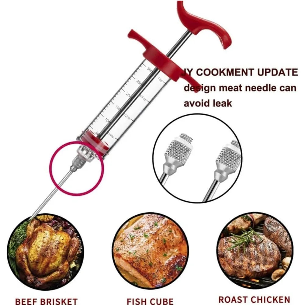 Grilloro Marinadenspritze | Für Tiefe Würze & Saftiges Fleisch | Edelstahl-Nadeln | 60 ml Volumen