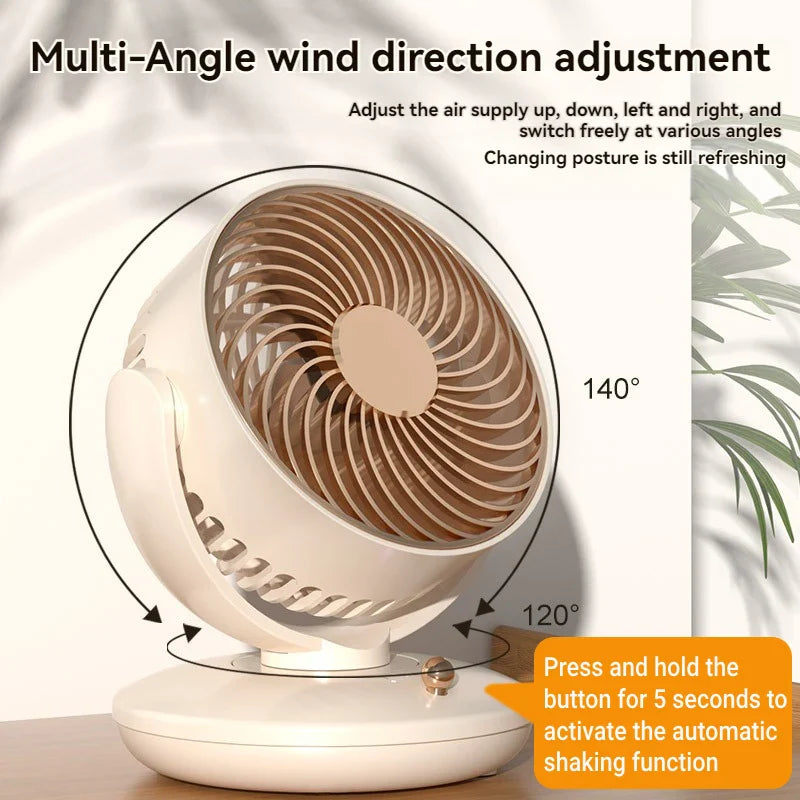 AirWhirl Tischventilator | Kompakt & Leise mit 360° Rotation