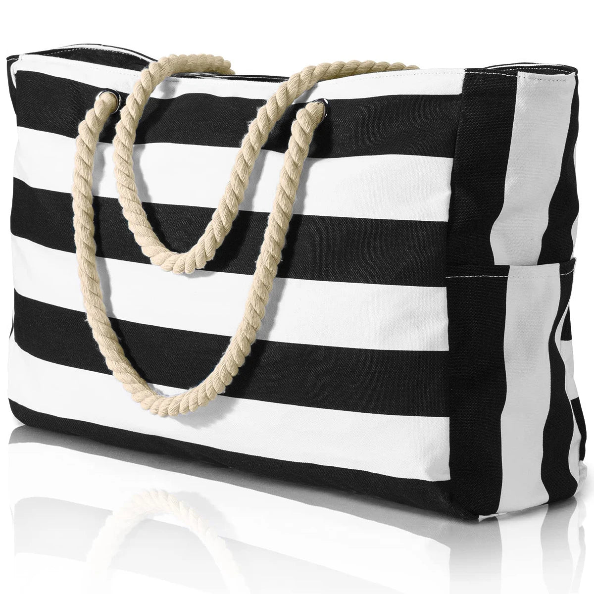 BeachVibe | Strandtasche | Wasser- & Sandabweisend | Leicht & Kompakt | Stylisch Gestreift